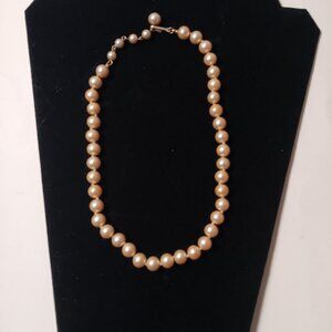 Vintage graduated cream pearl necklace  16" classic bridal  state jewelry